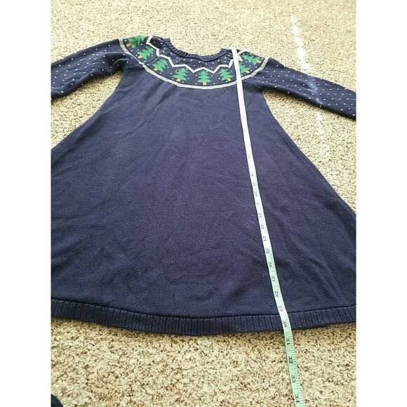 Hanna Anderson Girl Navy Blue With Christmas Trees Knit Dress Size Girl 10 140cm - Picture 7 of 8